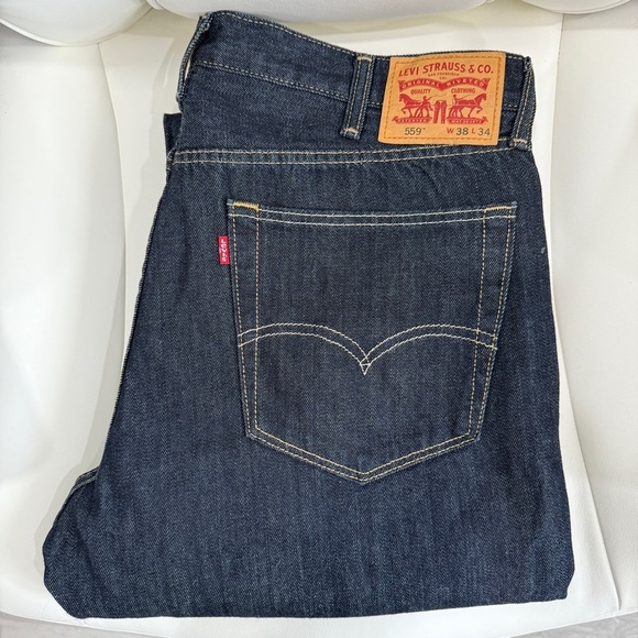 Levi's Men's 559 Deep Indigo Relaxed Straight Fit Jeans W38 - Picture 1 of 17